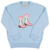 ISABELLE'S INTARSIA SWEATER - BUCKHEAD BLUE WITH BOOT INTARSIA