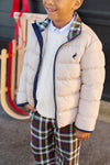 COOPER COAT - KEENELAND KHAKI WITH NANTUCKET NAVY AND GRANT PARK PLAID