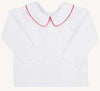 PETER PAN COLLAR SHIRT (LONG SLEEVE WOVEN) - WORTH AVENUE WHITE WITH RICHMOND RED