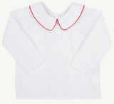 PETER PAN COLLAR SHIRT (LONG SLEEVE WOVEN) - WORTH AVENUE WHITE WITH RICHMOND RED