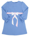 ELIZA'S APPLIQUE DRESS - BARBADOS BLUE WITH PALM BEACH PINK AND WORTH AVENUE WHITE BOW