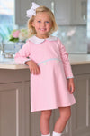 LINDY'S LUNCH DRESS - PALM BEACH PINK WITH BUCKHEAD BLUE AND WORTH AVENUE WHITE