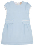 BETTS BOW DRESS - BEALE STREET BLUE HERRINGBONE WITH PALMETTO PEARL VELVETEEEN