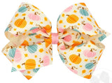 KING HARVEST - THEMED MULTICOLORED PUMPKIN PRINTED GROSGRAIN HAIR BOW