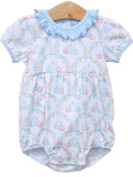 BABY GIRLS BUBBLE - BLUE PUMPKIN FLORAL