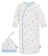 MAGNETIC GOWN AND HAT SET - BABY BEATS BLUE