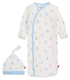 MAGNETIC GOWN AND HAT SET - BABY BEATS BLUE