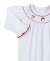 CLB HOLIDAY MEDLEY 25 SANTA WHITE HAND SMOCKED FOOTIE