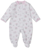 SNOW HAPPY PENGUINS PINK ZIP FOOTIE
