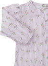 RIBBON STRIPE BOUQUETS ZIP FOOTIE - PINK