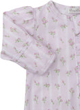RIBBON STRIPE BOUQUETS ZIP FOOTIE - PINK