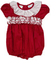 KYRA SMOCKED RUFFLE SASH BUBBLE - RED