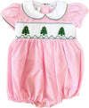 SMOCKED CHRISTMAS TREE BUBBLE - PINK
