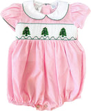 SMOCKED CHRISTMAS TREE BUBBLE - PINK