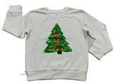 WHITE LONG SLEEVE SEQUIN CHRISTMAS TREE SHIRT