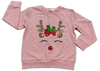 LIGHT PINK LONG SLEEVE SEQUIN REINDEER SHIRT