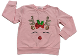LIGHT PINK LONG SLEEVE SEQUIN REINDEER SHIRT