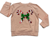 LIGHT PINK LONG SLEEVE SEQUIN CANDYCANE TOP
