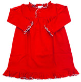 RUFFLE NIGHT GOWN - RED AND WHITE