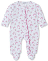 BLOOMING BOWS PINK ZIP FOOTIE
