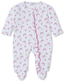 BLOOMING BOWS PINK ZIP FOOTIE