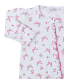 BLOOMING BOWS PINK ZIP FOOTIE