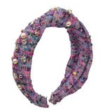 TWEED JEWELED KNOT HEADBAND