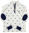 HAYWORD HALF-ZIP - GOLF CLUB QUACK QUACKS WITH NANTUCKET NAVY ELBOW PATCHES