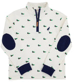 HAYWORD HALF-ZIP - GOLF CLUB QUACK QUACKS WITH NANTUCKET NAVY ELBOW PATCHES