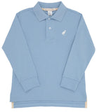 LONG SLEEVE PRIM AND PROPER POLO AND ONESIE BARRINGTON BLUE WITH WORTH AVENUE WHITE STORK