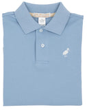 LONG SLEEVE PRIM AND PROPER POLO AND ONESIE BARRINGTON BLUE WITH WORTH AVENUE WHITE STORK