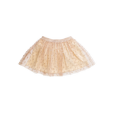 PLEATED MESH AND METALIC SKIRT- GOLD