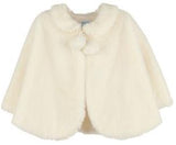 GIRLS IVORY COZY FUZZY CAPE - POM POMS