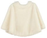 GIRLS IVORY COZY FUZZY CAPE - POM POMS
