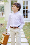 DEAN'S LIST DRESS SHIRT - CHELSEA CHOCOLATE AND PARROT CAY CORAL WINDOWPANE