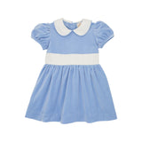 CINDY LOU SASH DRESS (VELVETEEN) BEALE STREET BLUE WITH PALMETTO PEARL