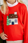 ISABELLE'S INTARSIA SWEATER - RICHMOND RED WITH HOUSE INTARSIA