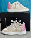 GOLD DISTRESSED LACE UP SHOE