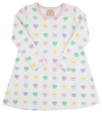 LONG SLEEVE POLLY PLAY DRESS WE HEART YOU WITH PALM BEACH PINK