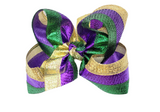 MARDI GRAS STRIPE GROSGRAIN BOW 5.5"