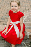 RED CORD WITH PEARLS DRESS