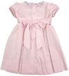 GIRLS PINK SMOCKED SANTA CLAUS DRESS WITH SASH