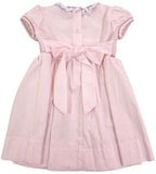 GIRLS PINK SMOCKED SANTA CLAUS DRESS WITH SASH