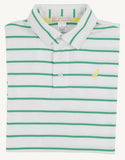 PRIM AND PROPER POLO - GIBSON ISLAND GREEN STRIPE