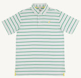 PRIM AND PROPER POLO - GIBSON ISLAND GREEN STRIPE