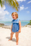 SLEEVELESS TOWNES TOP SAIL BUBBLE WOOD BOAT BLUE WITH BELHAVEN BLUE AND WORTH AVENUE WHITE
