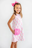 LIZZIE'S LUXE LEISURE DRESS - BRIDGETOWN HARBOUR HAND BLOCK WITH WINTER PARK PINK