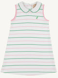 SLEEVELESS MAUDE'S PETER PAN COLLAR DRESS - TRADD STREET STRIPE WITH PIER PARTY PINK