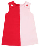 KATIE ANNE COLORBLOCK JUMPER ( CORDUROY ) RICHMOND RED AND PALM BEACH PINK