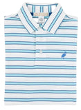 PRIM AND PROPER POLO WORTH AVENUE WHITE , BELHAVEN BLUE , AND WOOD BOAT BLUE STRIPE WITH WOOD BOAT BLUE STORK
